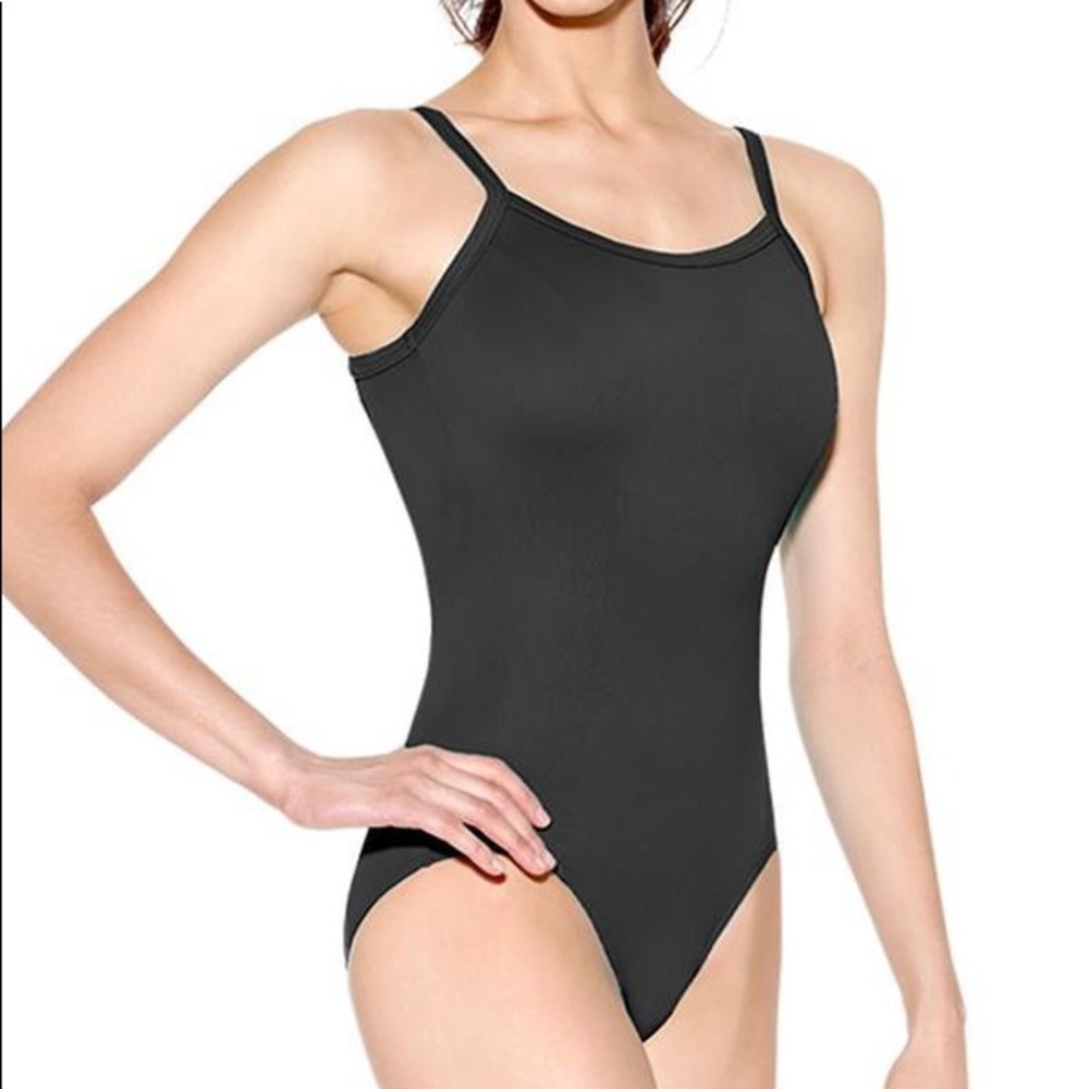 Black So Danca Camisole Leotard w/ Princess Seams